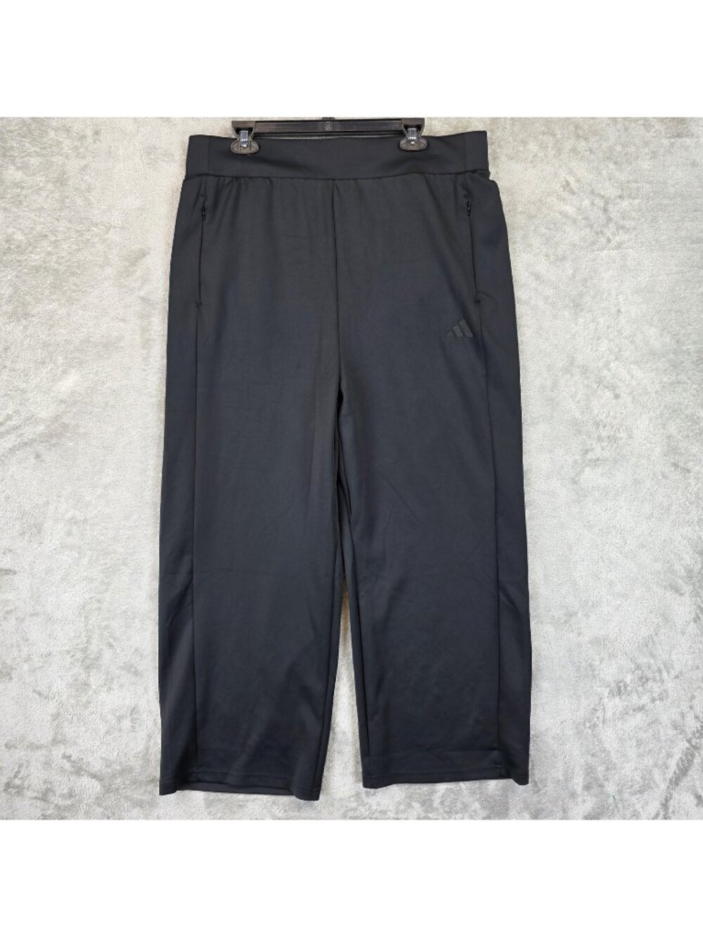 Adidas Pants Womens 2XL Black Track Tapered Knit Zip Pockets Stretch Athletic